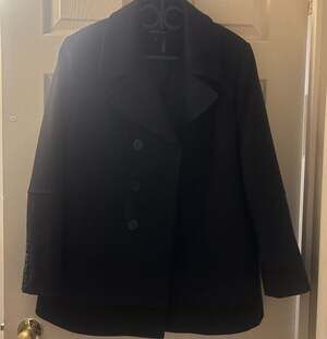 Vintage Elegant Black Wool Long Coat